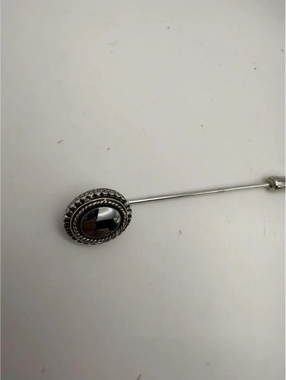 Sarah Coventry Vintage Silver Tone Stick Pin with Black Oval Stone